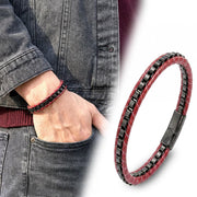 Hematite Red Leather Bracelet — image 2