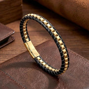 Hematite Gold Leather Bracelet — image 4
