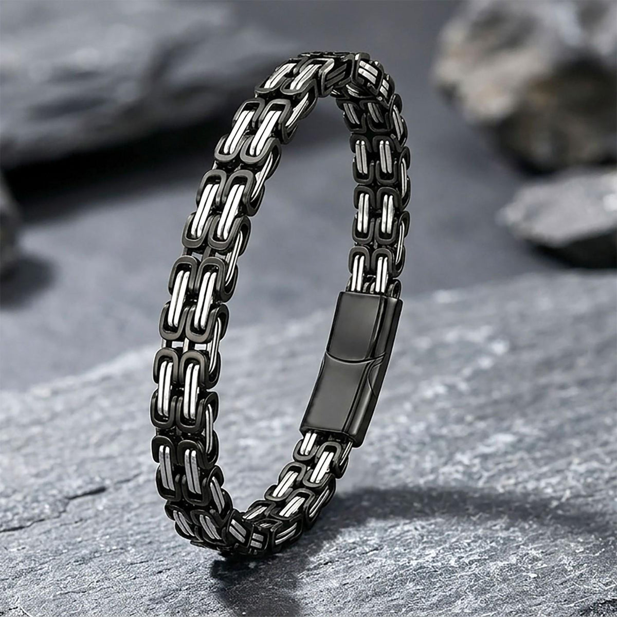 Black & Silver Byzantine Chain Bracelet — image 3