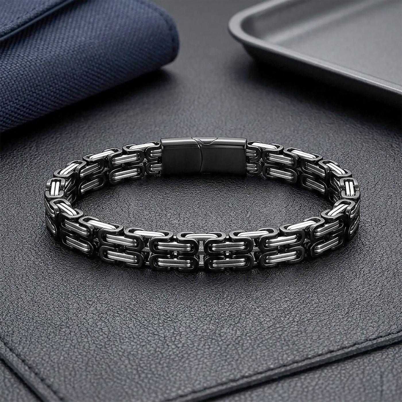Black & Silver Byzantine Chain Bracelet — image 5