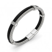 Spiral Silver & Black Leather Bracelet — image 5