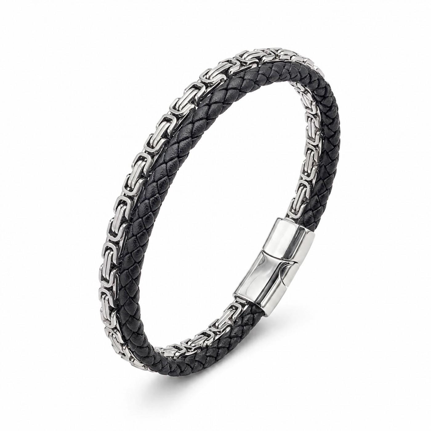 Byzantine Leather Bracelet – Silver Stitching — image 5