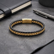 Hematite Gold Leather Bracelet — image 1