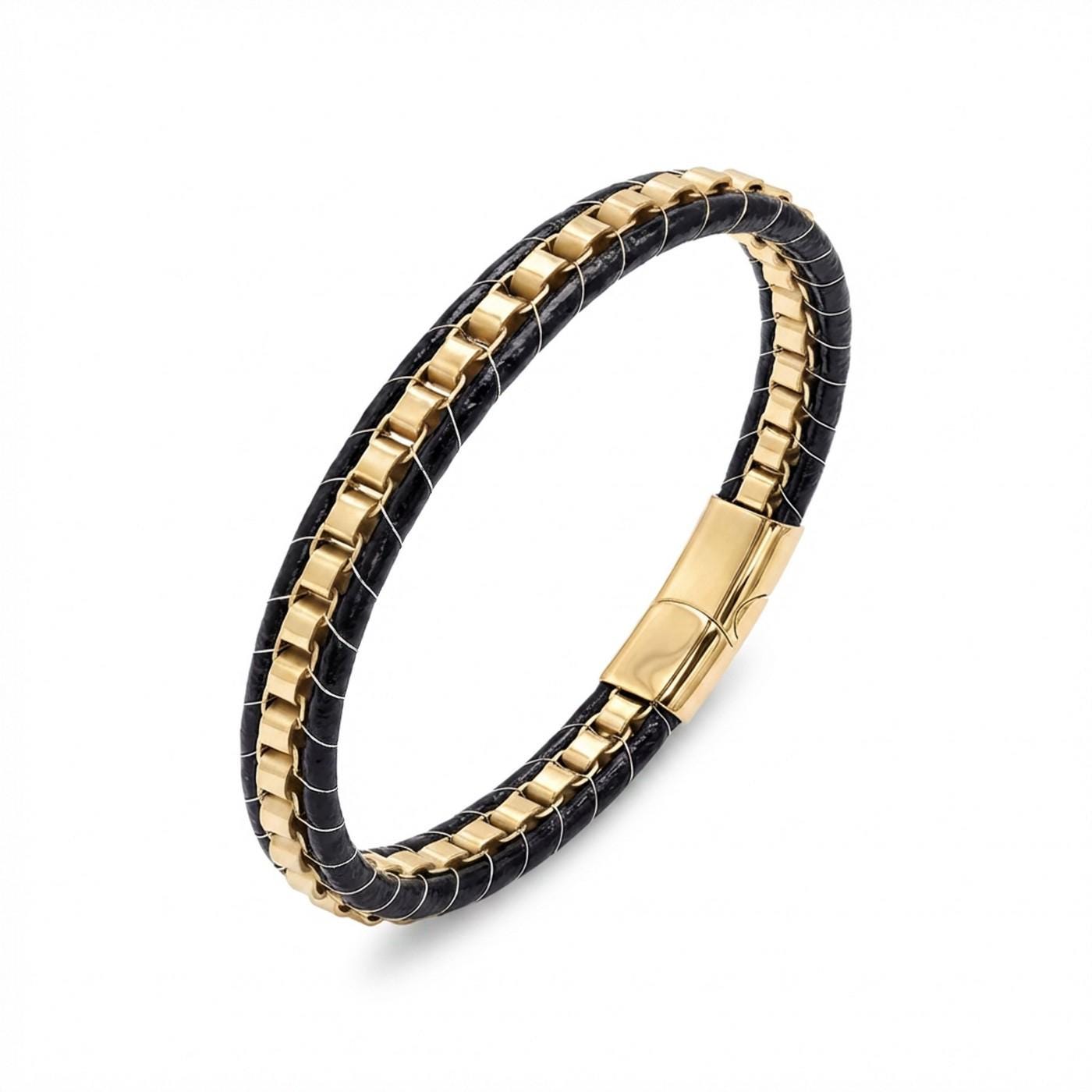 Hematite Gold Leather Bracelet — image 5