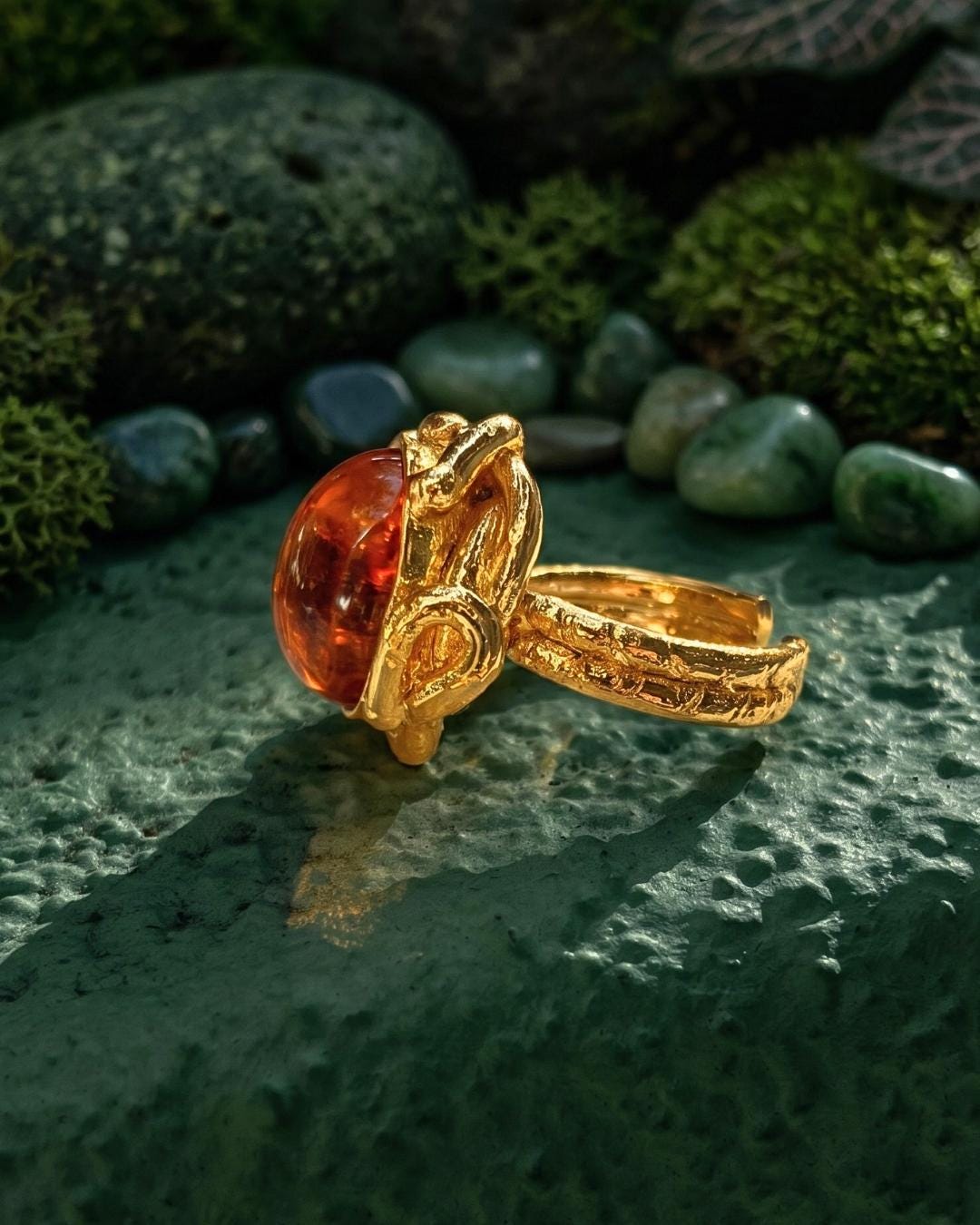 Amber Stone Baroque Gold Ring — image 6
