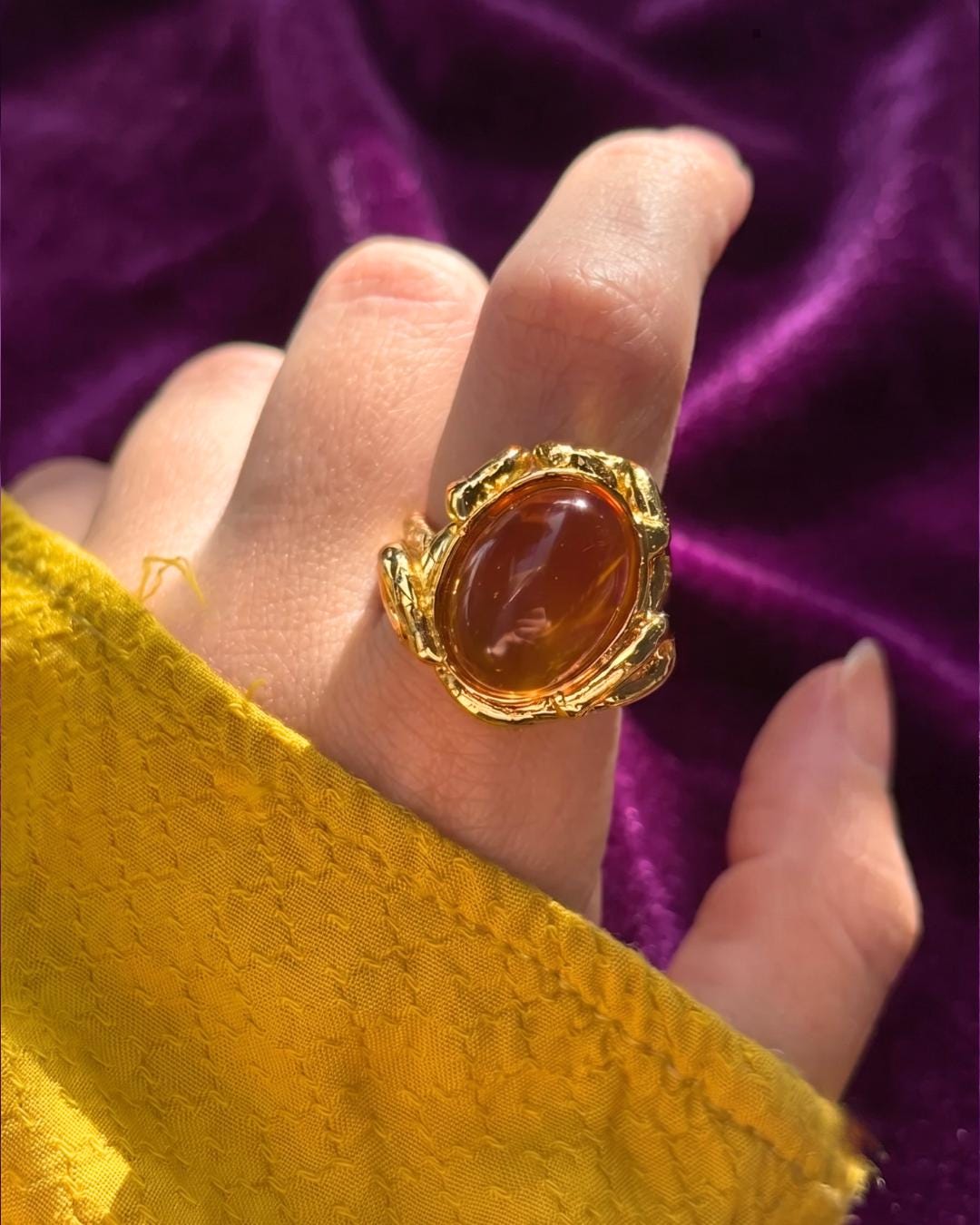 Amber Stone Baroque Gold Ring — image 5