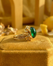 Green Stone Baroque Gold Ring — image 2