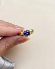 Oval Purple Stone Gold Ring – Vintage Style — image 1