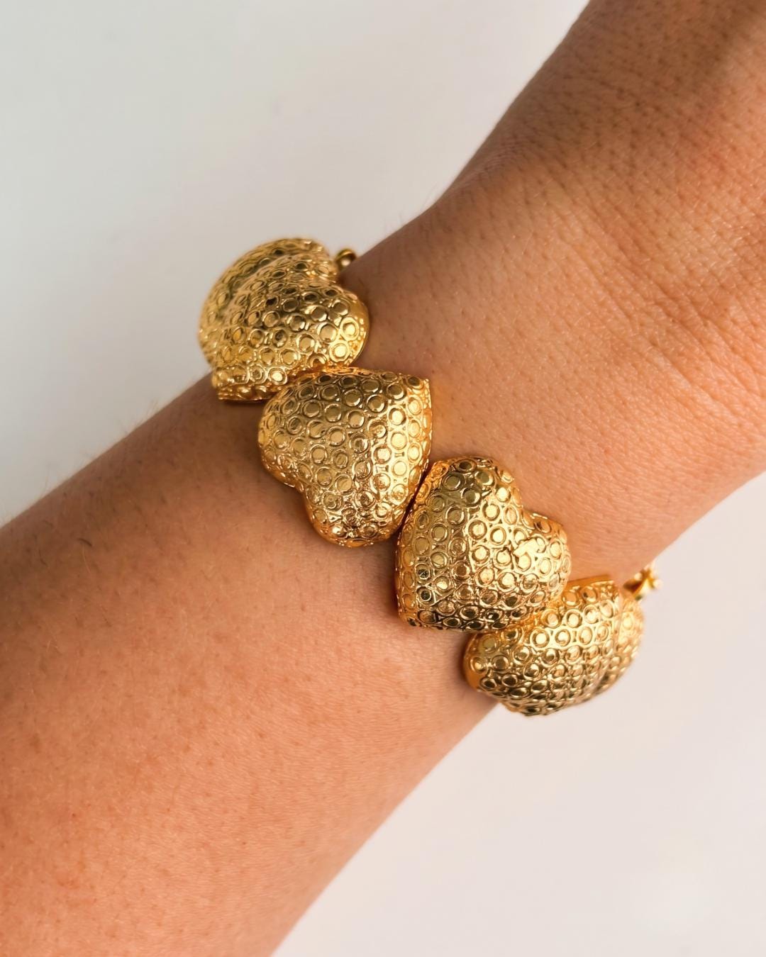 Textured Heart Gold Cuff Bracelet — image 4