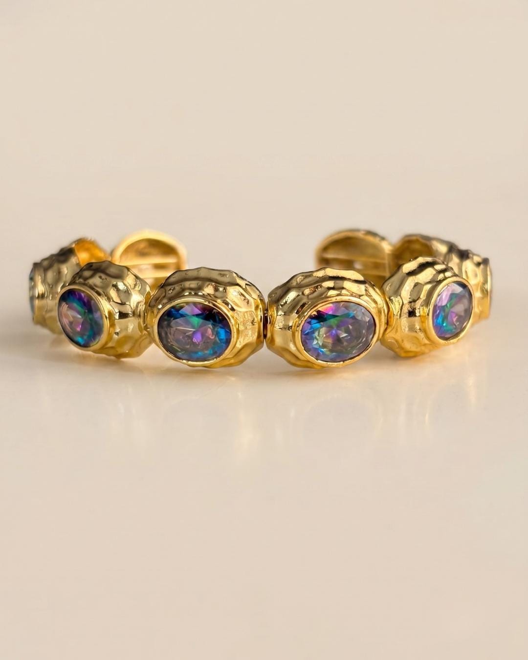 Chunky Textured Heart Gold Cuff — image 1