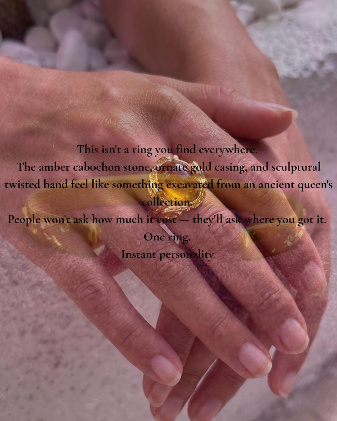 Amber Stone Baroque Gold Ring — image 7