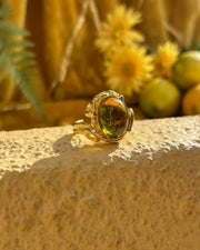 Green Stone Baroque Gold Ring — image 4