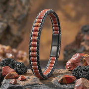 Red Jasper & Hematite Leather Bracelet — image 6