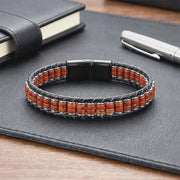 Red Jasper & Hematite Leather Bracelet — image 1