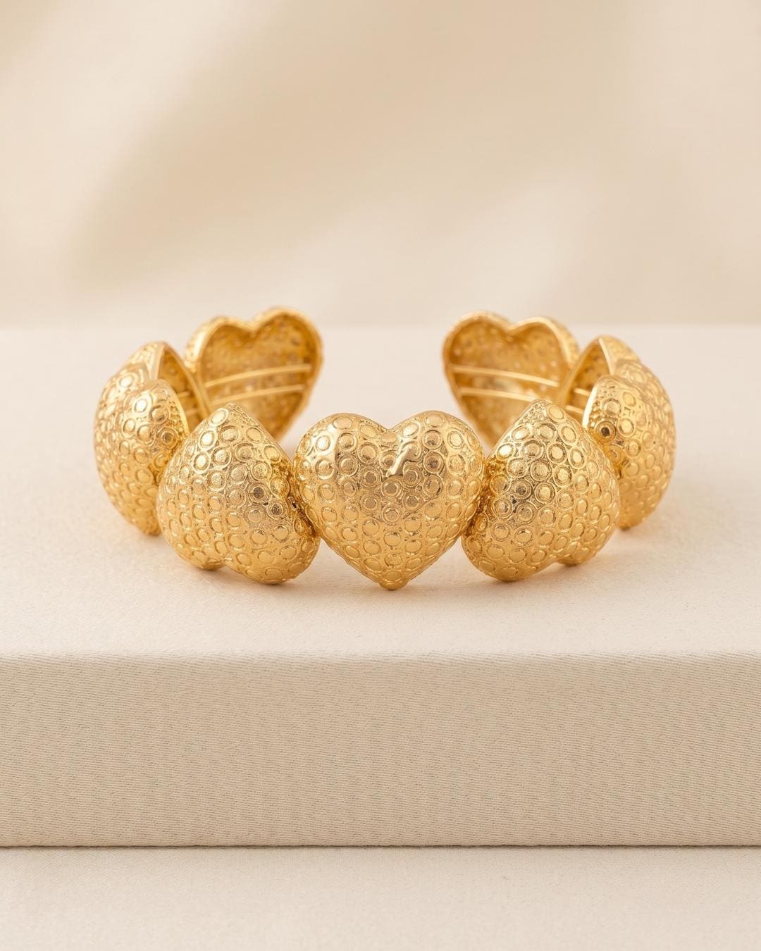 Textured Heart Gold Cuff Bracelet — image 1