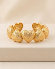 Textured Heart Gold Cuff Bracelet — image 1