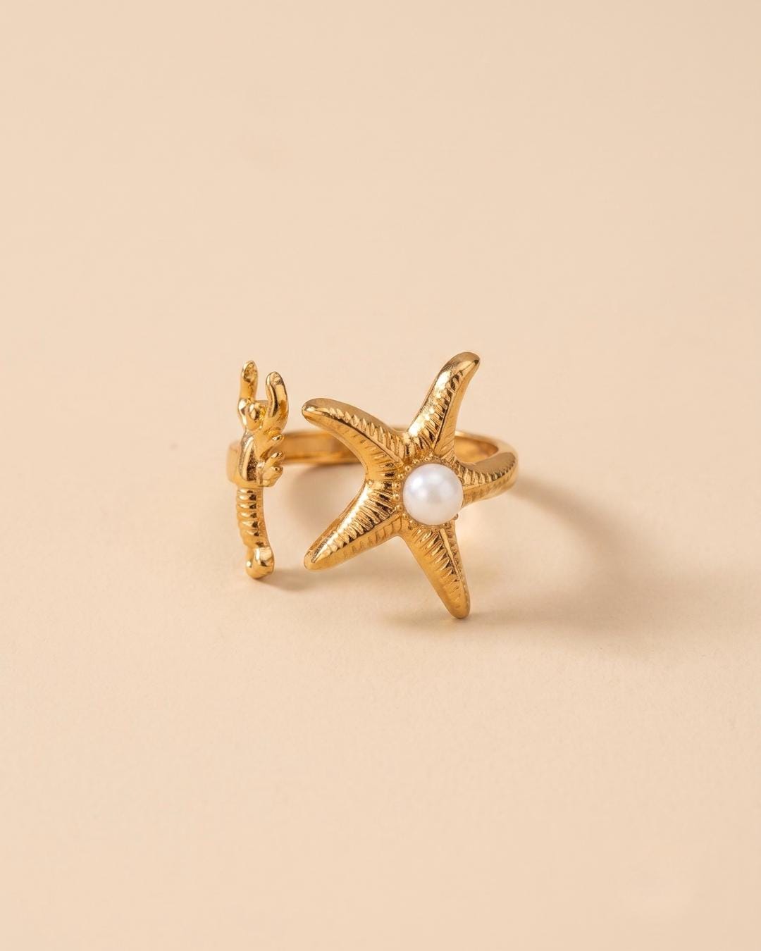 Starfish & Pearl Gold Ring — image 3