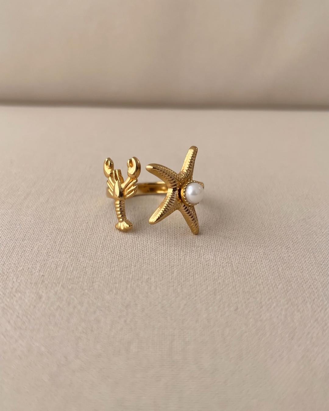 Starfish & Pearl Gold Ring — image 1