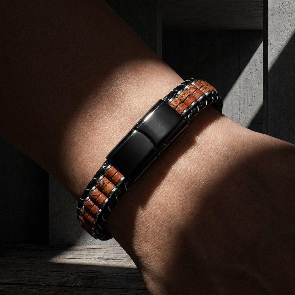 Red Jasper & Hematite Leather Bracelet — image 7