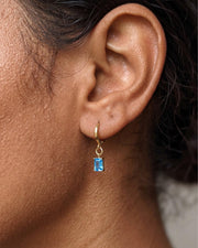 Blue Stone Gold Huggie Earrings — image 1