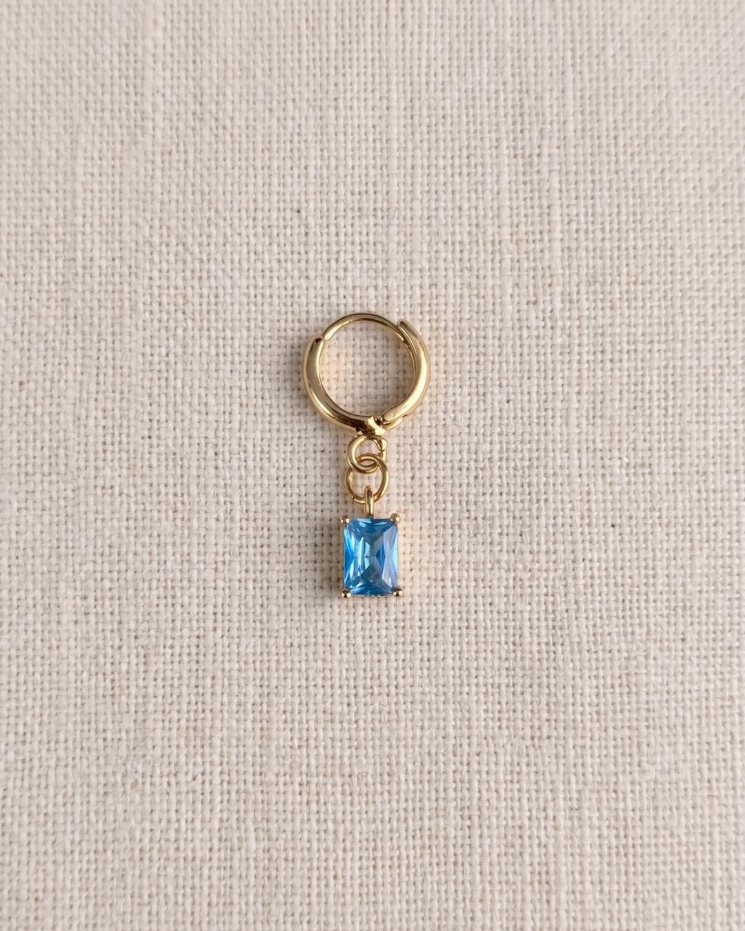 Blue Stone Gold Huggie Earrings — image 8