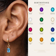 Blue Stone Gold Huggie Earrings — image 2
