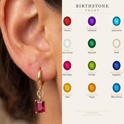 Red Stone Gold Huggie Earrings — image 2