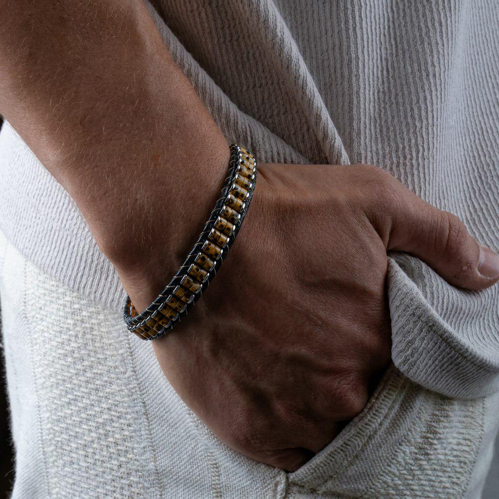 Tiger Eye & Hematite Leather Bracelet — image 2