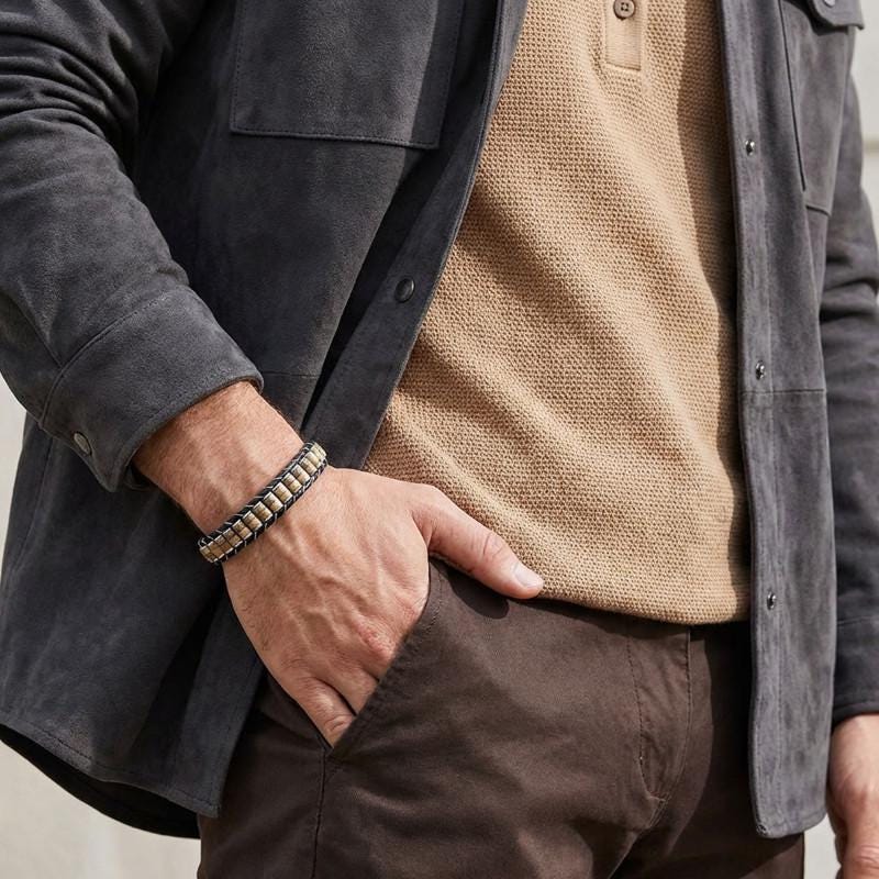 Wood Jasper Beaded Leather Bracelet — image 7
