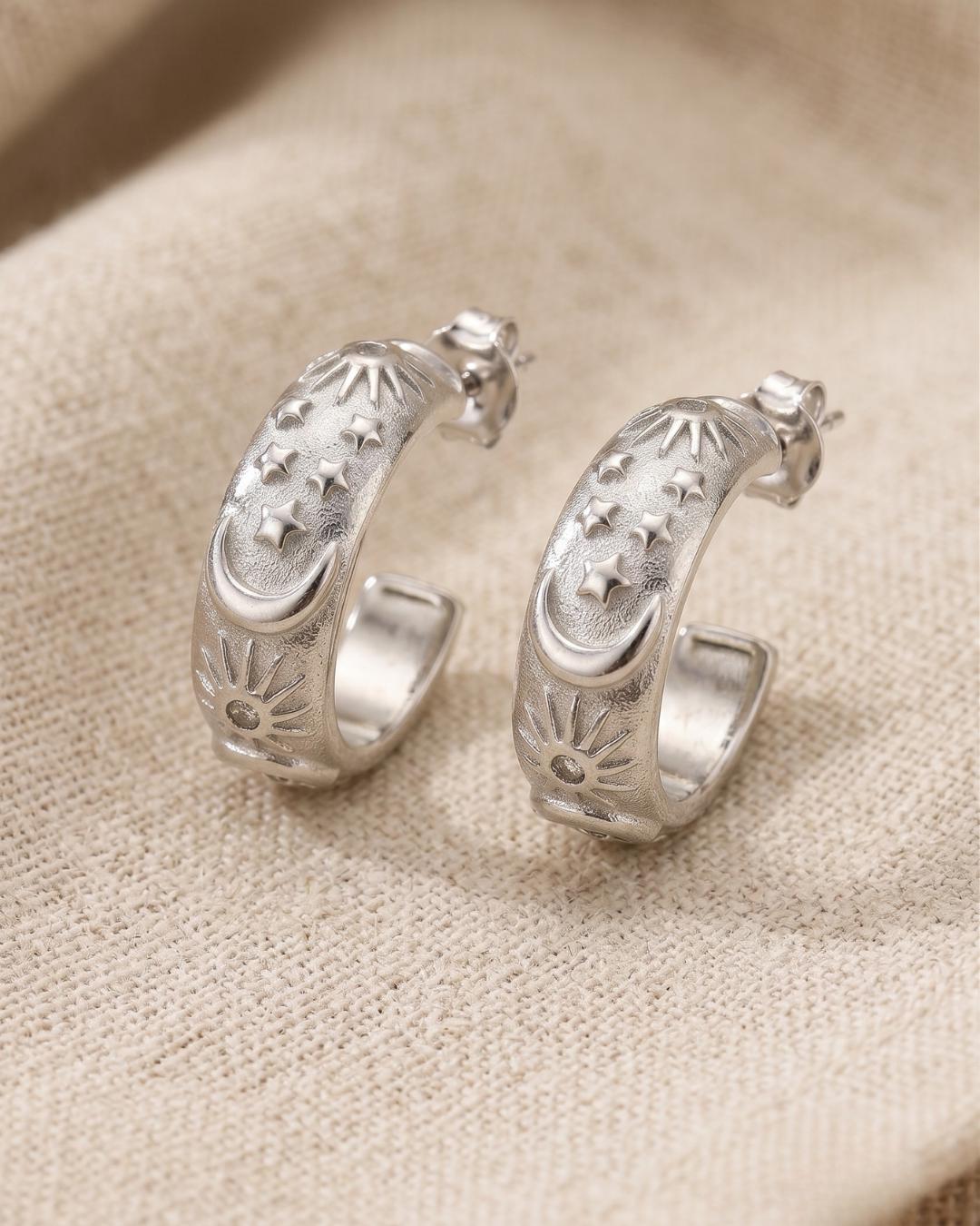 Celestial Sun & Moon Gold Hoop Earrings — image 3