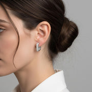 Geometric Pavé Huggie Earrings — image 7