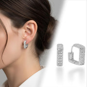 Geometric Pavé Huggie Earrings — image 5