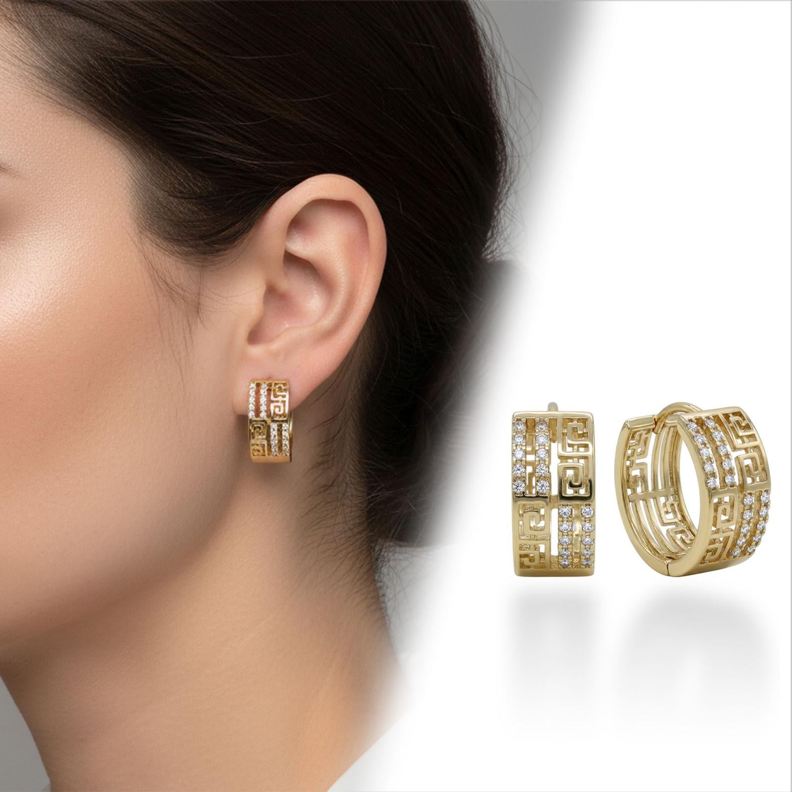 Greek Pattern Hoop Earrings — image 7