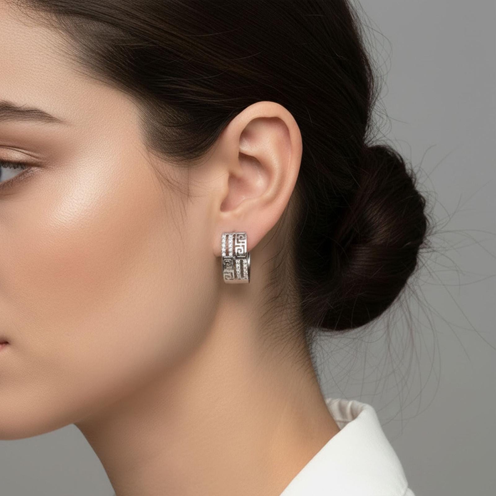 Greek Pattern Hoop Earrings — image 8