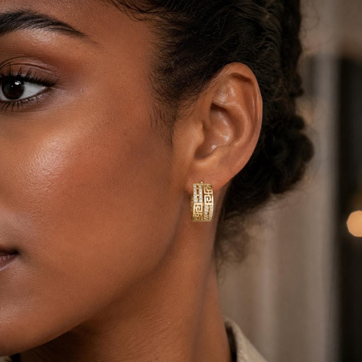 Greek Pattern Hoop Earrings — image 5