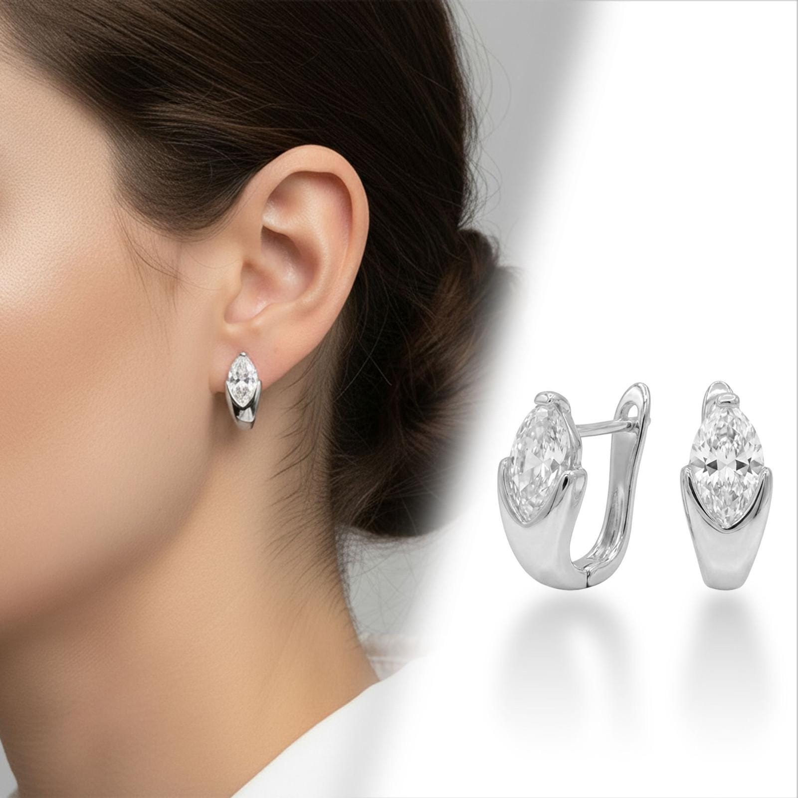 Marquise-Cut Crystal Huggie Earrings — image 6