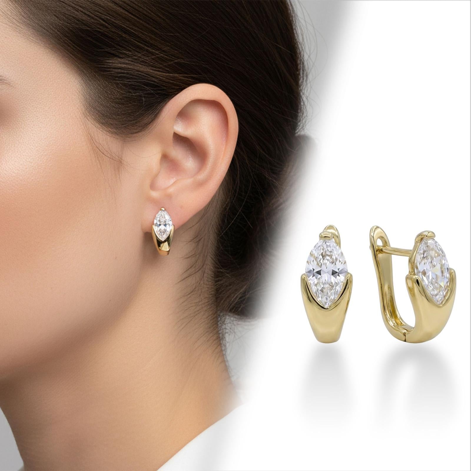 Marquise-Cut Crystal Huggie Earrings — image 9