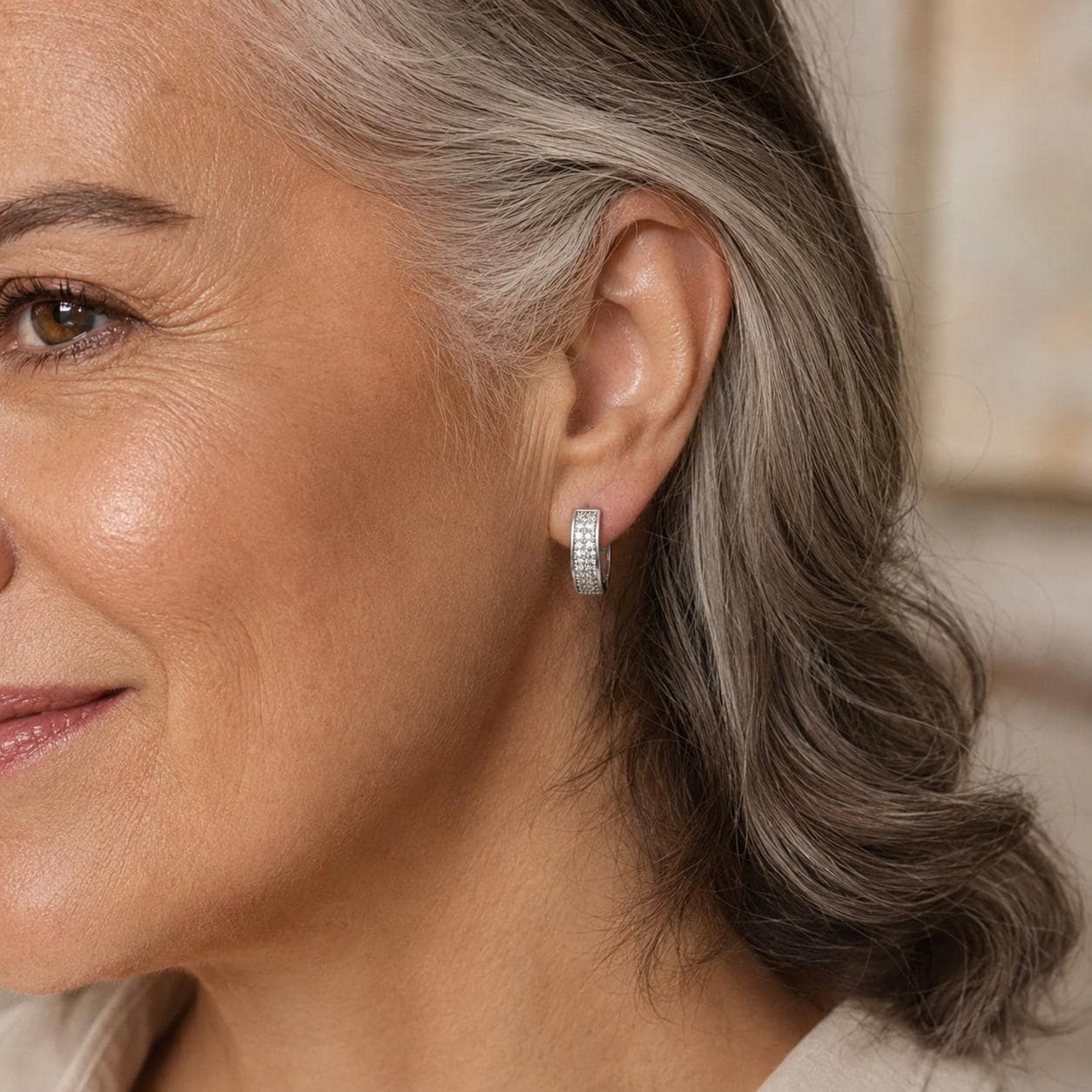 Micro Pavé Chunky Hoop Earrings — image 4