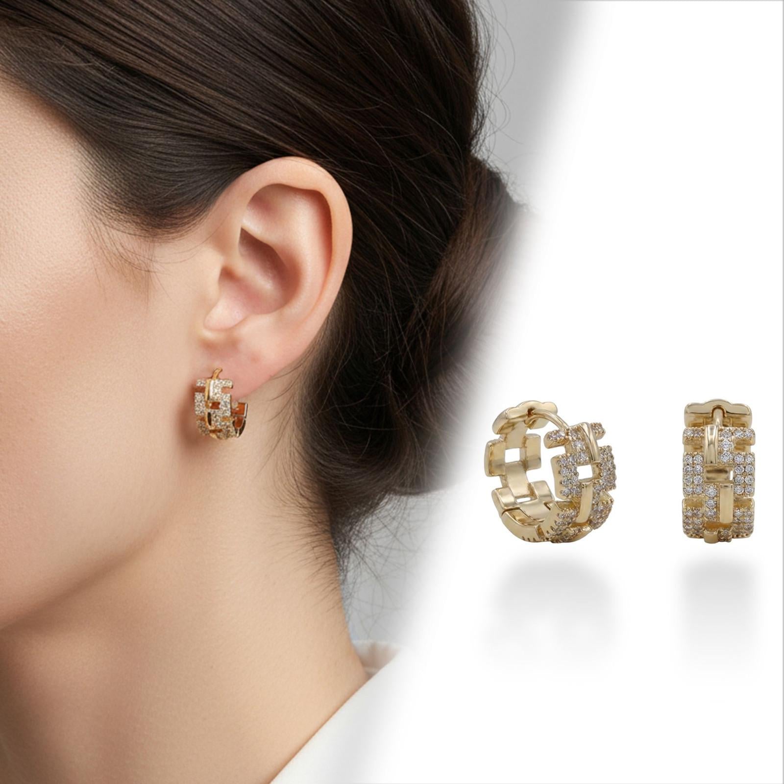 Crystal Chain-Link Hoop Earrings — image 7