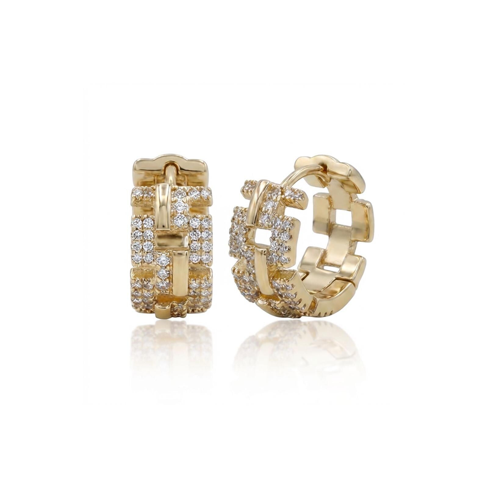 Crystal Chain-Link Hoop Earrings — image 2