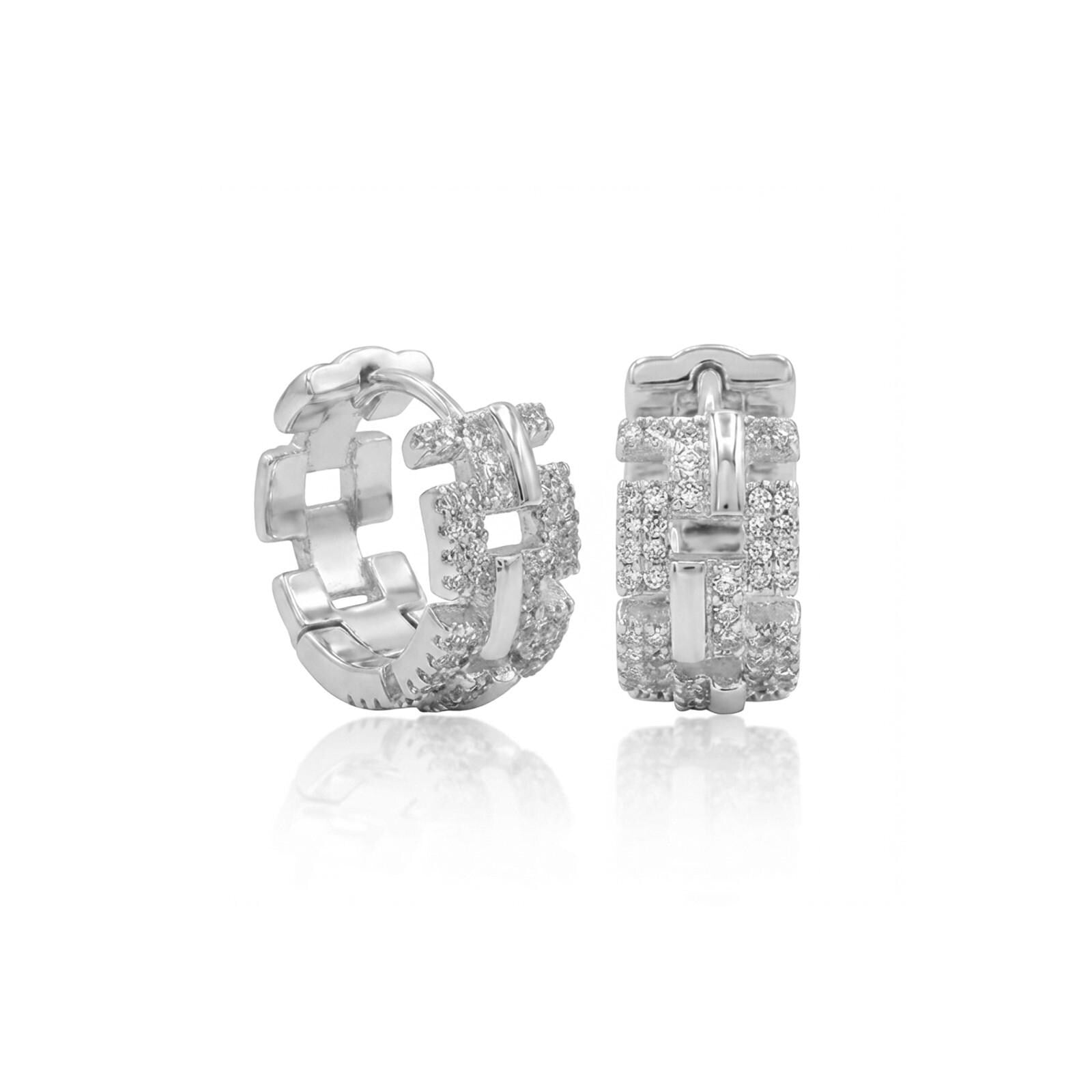 Crystal Chain-Link Hoop Earrings — image 3