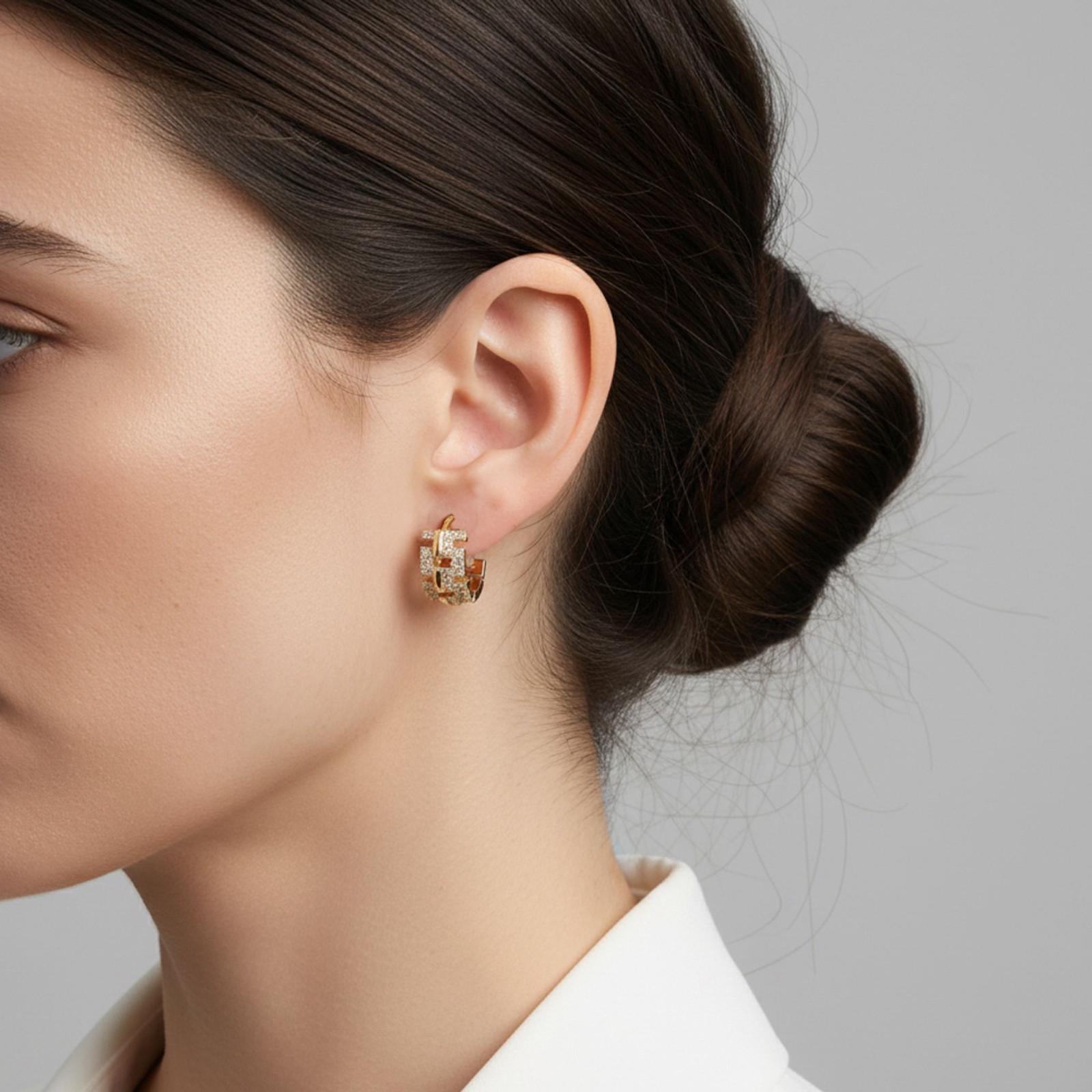 Crystal Chain-Link Hoop Earrings — image 6