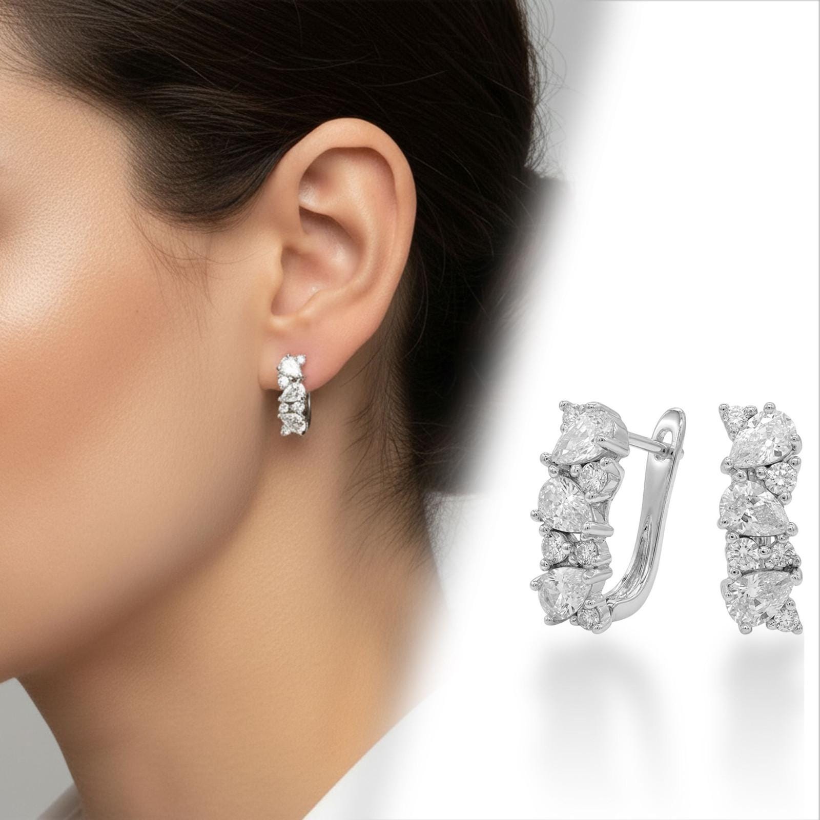 Pear-Cut Crystal Huggie Earrings — image 7