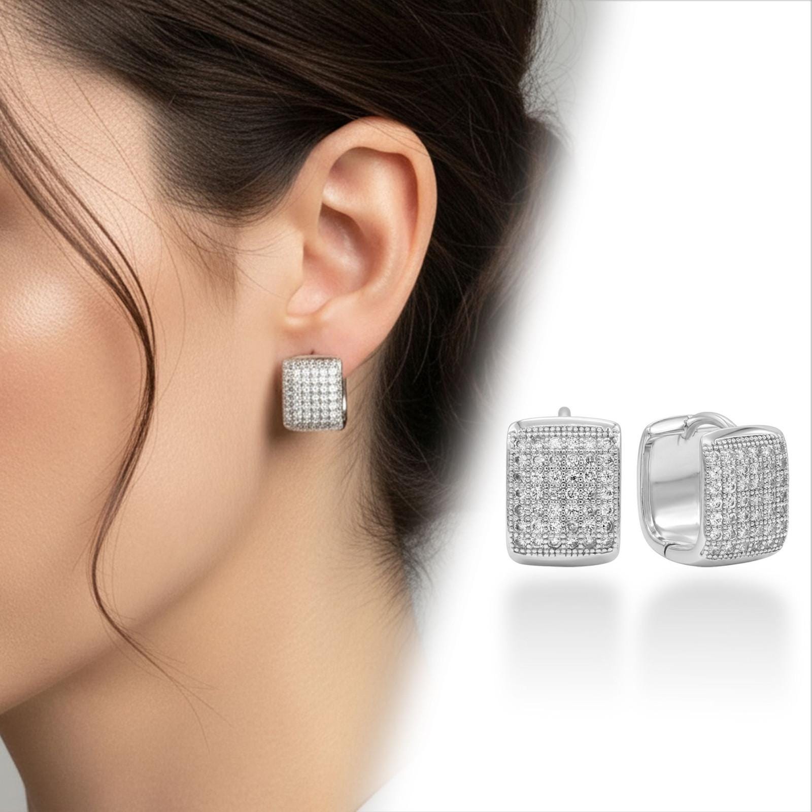 Square Pavé Huggie Earrings — image 8