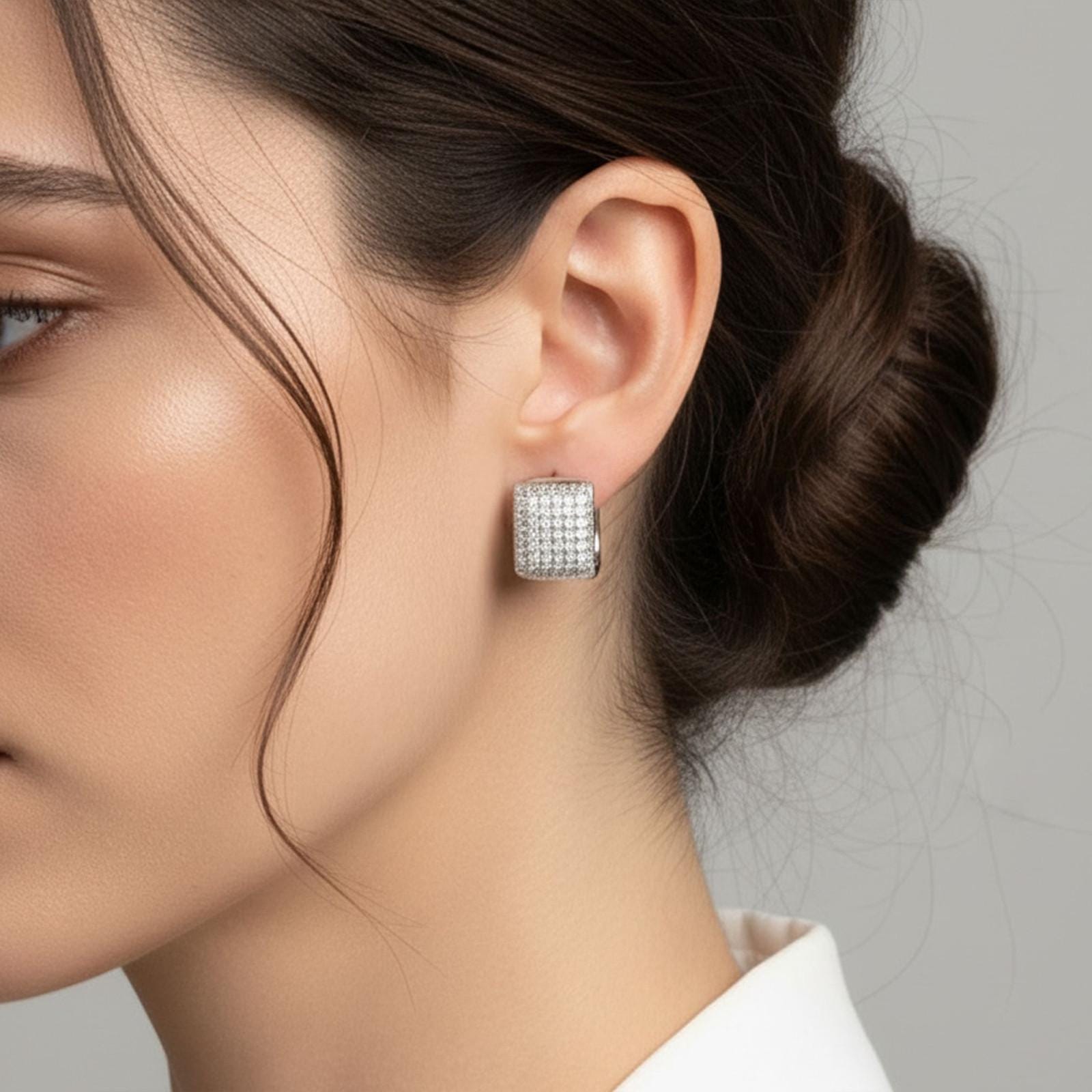 Square Pavé Huggie Earrings — image 4