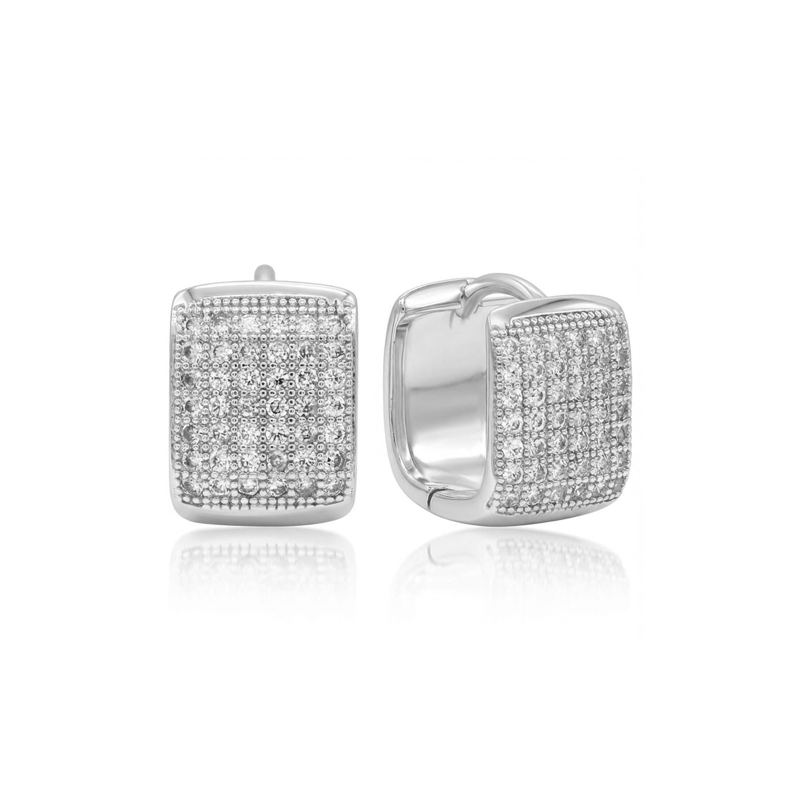 Square Pavé Huggie Earrings — image 2