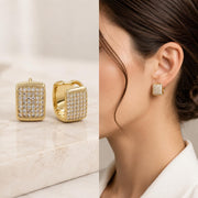 Square Pavé Huggie Earrings — image 1