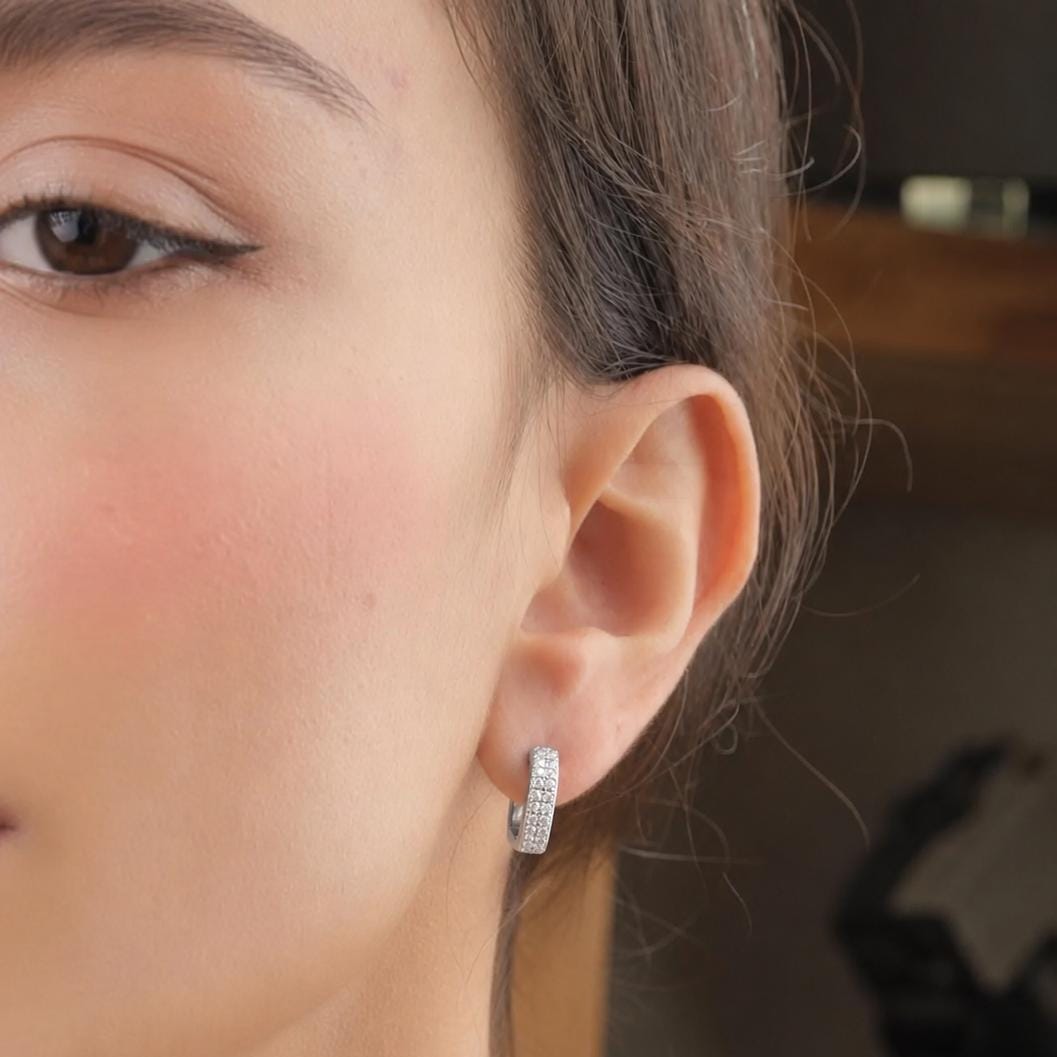 Geometric Pavé Huggie Earrings — image 9