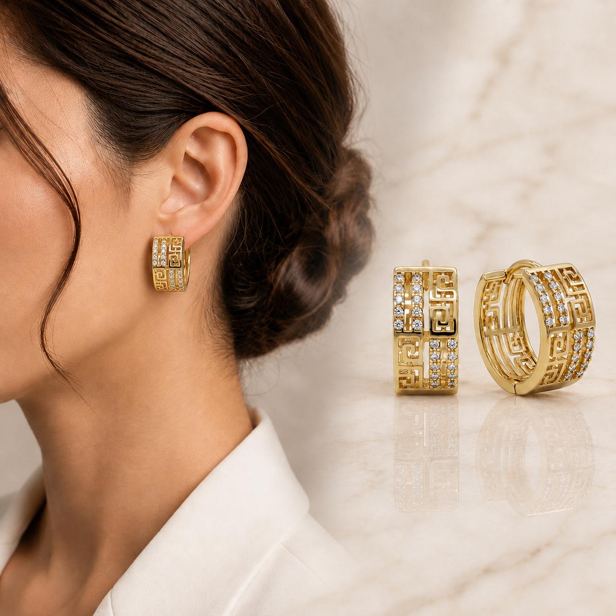 Greek Pattern Hoop Earrings — image 1