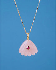 Rose Quartz Shell Gold Necklace — image 3